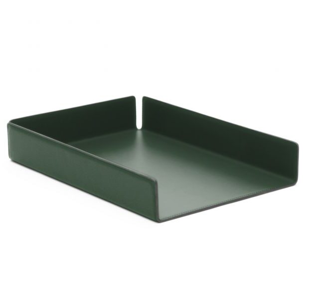 Lavoisier Maroquinier - Bac à courrier en cuir vert anglais format A4