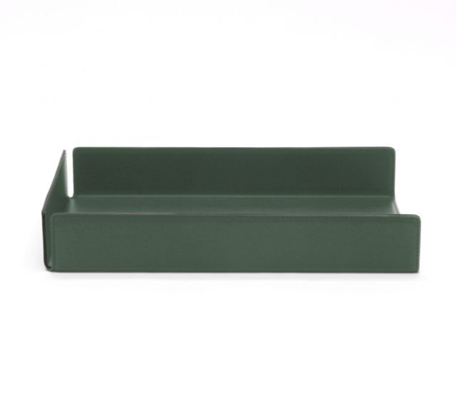 Lavoisier Maroquinier - Bac à courrier en cuir vert anglais format A4