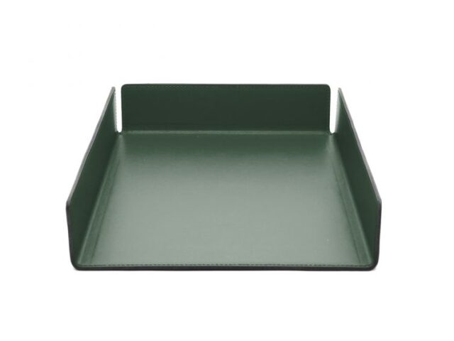 Lavoisier Maroquinier - Bac à courrier en cuir vert anglais format A4