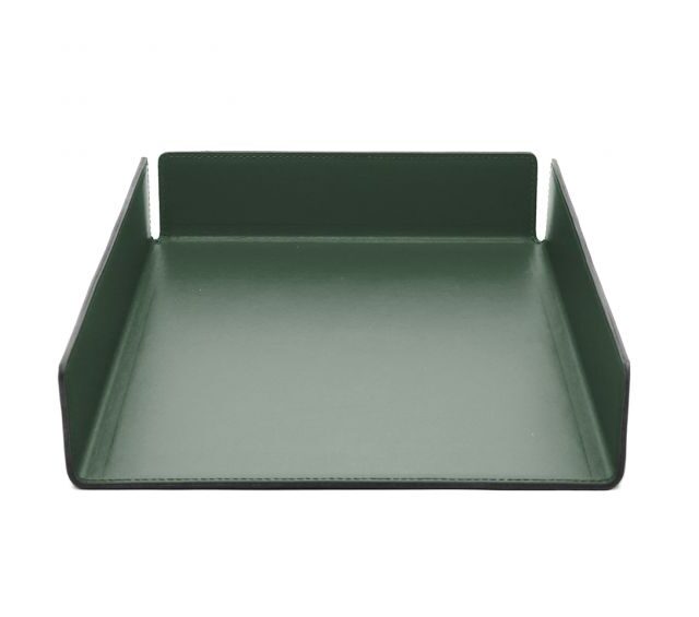 Lavoisier Maroquinier - Bac à courrier en cuir vert anglais format A4