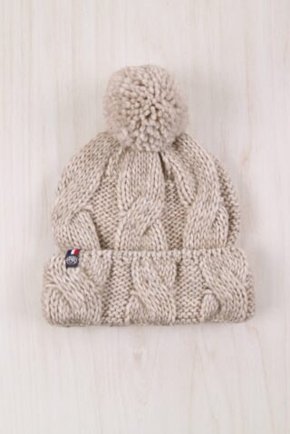 Maison Bonnefoy - Bonnet Cyrielle avec pompon Ficelle (Colombe)