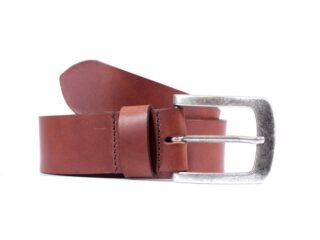 La Guêpe - Ceinture cuir 40mm marron cannelle, boucle acier vieilli belle presence 4071 120 cm