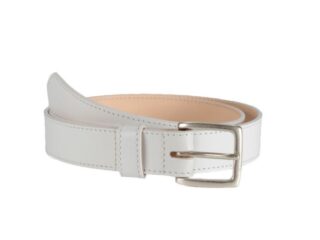 La Guêpe - Ceinture cuir blanc doublé, boucle finition acier vieilli rectangulaire 5054 Choisir