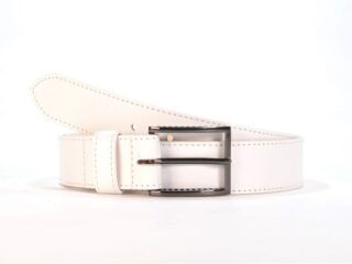 Ceinture cuir blanc doublé, boucle style moderne acier anthracite 5050 Choisir par la marque La Guêpe La Guêpe - Ceinture cuir blanc doublé, boucle style moderne acier anthracite 5050 Choisir