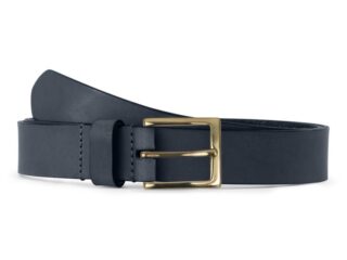 La Guêpe - Ceinture cuir bleu marine, boucle carrée, classique, en laiton  30mm  4125 Choisir
