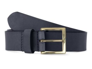La Guêpe - Ceinture cuir bleu marine, boucle carrée, classique, en laiton – 35mm – 4124 Choisir