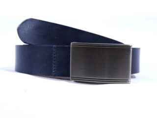 La Guêpe - Ceinture cuir bleu marine, boucle plaque finition satinée 4033 Choisir