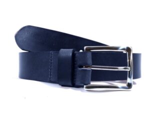 La Guêpe - Ceinture cuir bleu marine, boucle rectangle acier poli 4032 Choisir