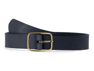 La Guêpe - Ceinture cuir bleu marine, boucle rectangulaire, classique, en laiton  30mm  4130 Choisir
