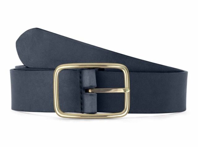 La Guêpe - Ceinture cuir bleu marine, boucle rectangulaire, classique, en laiton – 35mm – 4129 Choisir