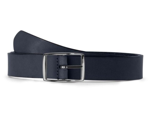 La Guêpe - Ceinture cuir bleu marine, boucle rectangulaire, moderne, argentée – 30mm – 4119 Choisir