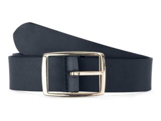 Ceinture cuir bleu marine, boucle rectangulaire, moderne, dorée – 35mm – 4120 Choisir par la marque La Guêpe La Guêpe - Ceinture cuir bleu marine, boucle rectangulaire, moderne, dorée – 35mm – 4120 Choisir