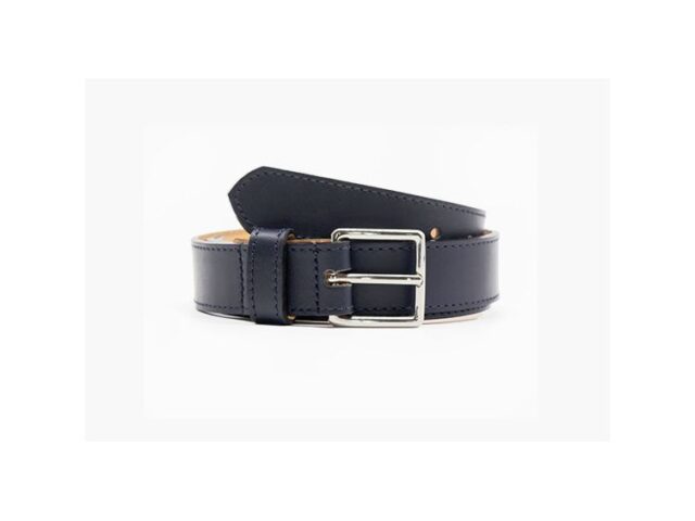 La Guêpe - Ceinture cuir bleu nuit doublé, boucle inox carrée 5100 Choisir