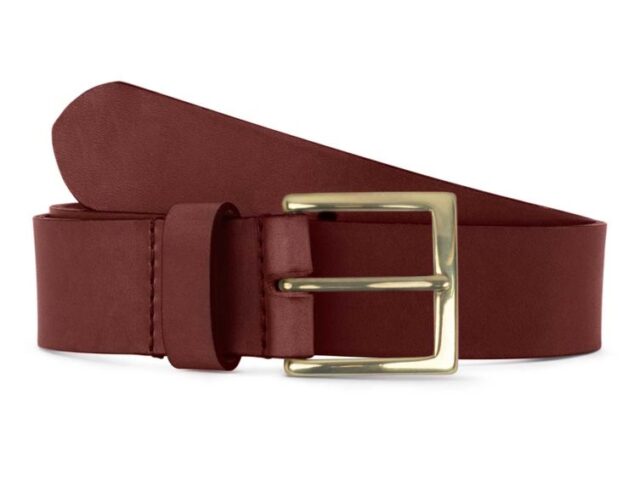 La Guêpe - Ceinture cuir cannelle, boucle carrée, classique, en laiton – 35mm – 4124 Choisir