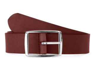 La Guêpe - Ceinture cuir cannelle, boucle rectangulaire, moderne, argentée – 35mm – 4121 Choisir