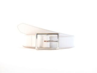 La Guêpe - Ceinture cuir doublé blanc, boucle double fine et élégante 5036 Choisir
