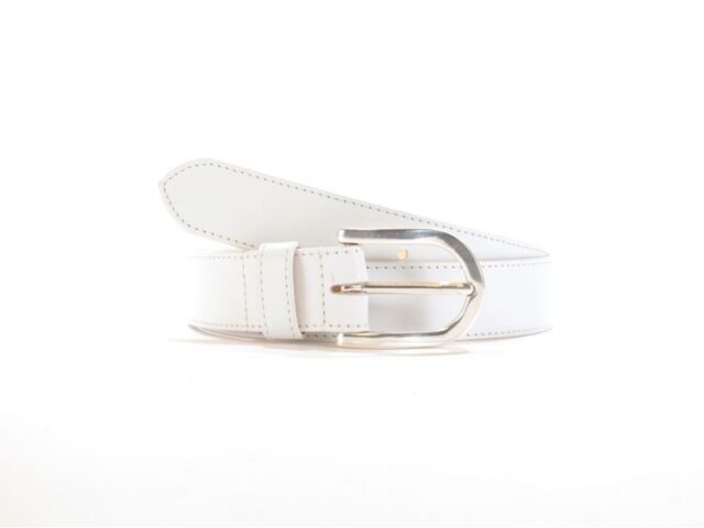 La Guêpe - Ceinture cuir doublé blanc, boucle rectangle acier poli 5029  Choisir