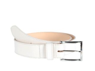 La Guêpe - Ceinture cuir doublé blanc, boucle rectangle acier poli 5032 Choisir