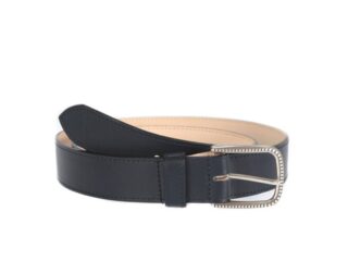 La Guêpe - Ceinture cuir doublé bleu nuit boucle à motif 5030 120 cm