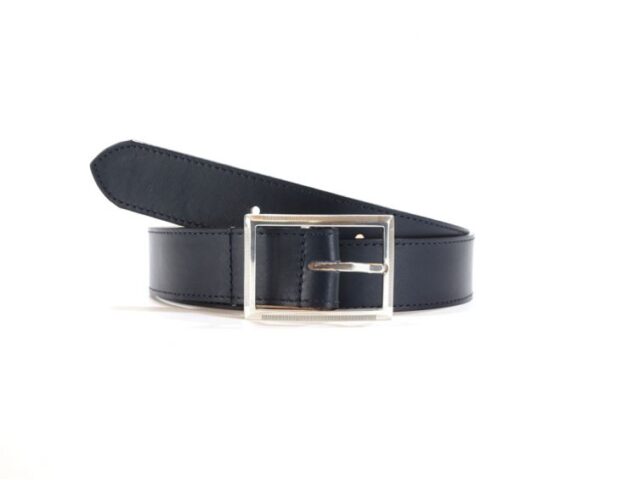 La Guêpe - Ceinture cuir doublé bleu nuit, boucle double fine et élégante 5036 Choisir