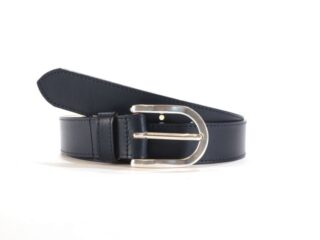 La Guêpe - Ceinture cuir doublé bleu nuit, boucle rectangle acier poli 5029  Choisir
