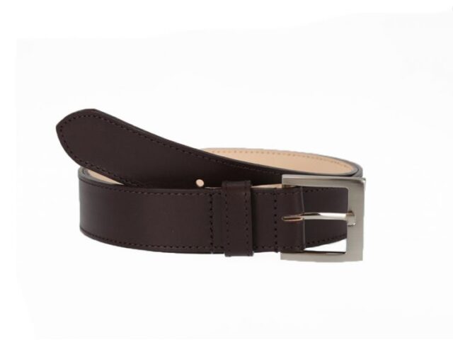 La Guêpe - Ceinture cuir doublé marron foncé, boucle carrée 5046 Choisir