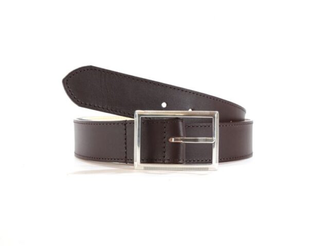 La Guêpe - Ceinture cuir doublé marron foncé, boucle double fine et élégante 5036 Choisir
