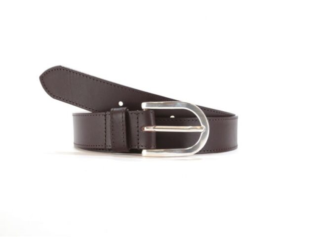 La Guêpe - Ceinture cuir doublé marron foncé, boucle rectangle acier poli 5029  Choisir