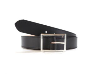 La Guêpe - Ceinture cuir doublé noir, boucle double finement élégante 5036 Choisir