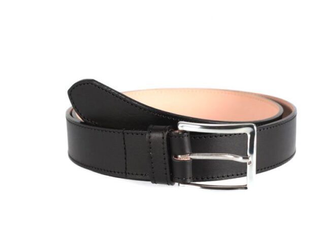 La Guêpe - Ceinture cuir doublé noir, boucle rectangle acier poli 5032 Choisir