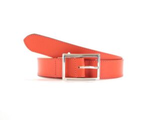 La Guêpe - Ceinture cuir doublé orange, boucle double fine et élégante 5036 Choisir