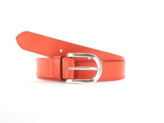 La Guêpe - Ceinture cuir doublé orange, boucle rectangle acier poli 5029  Choisir
