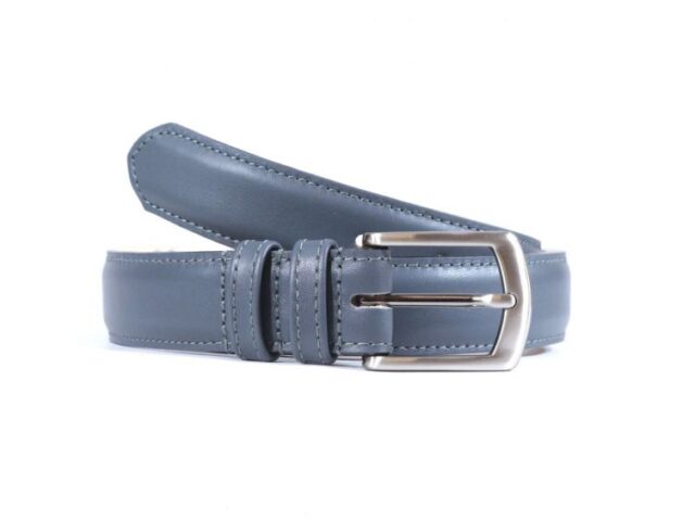 La Guêpe - Ceinture cuir gris fer, boucle metal arrondie  6053  120 cm