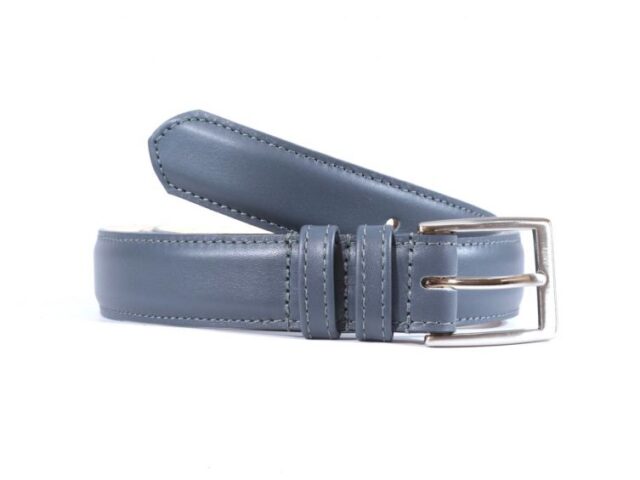 La Guêpe - Ceinture cuir gris fer, boucle rectangle finition chrome 6051 120 cm
