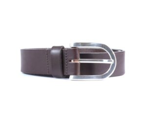 La Guêpe - Ceinture cuir marron boucle arrondie et massive 4029 120 cm