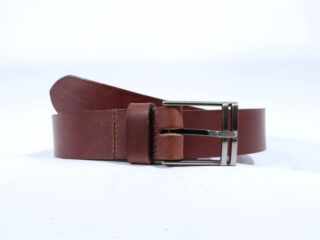 La Guêpe - Ceinture cuir marron cannelle, boucle acier gris, très actuelle 4042 Choisir