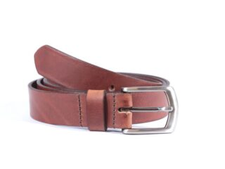 La Guêpe - Ceinture cuir marron cannelle boucle discrete finition acier 4053 Choisir