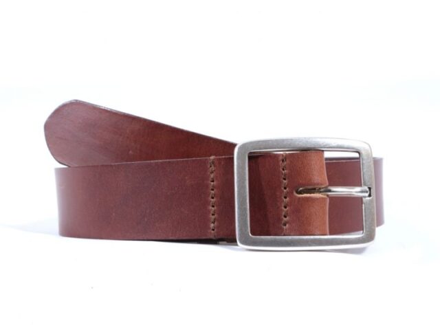 La Guêpe - Ceinture cuir marron cannelle, boucle double finition satinée 4034 Choisir