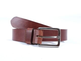 La Guêpe - Ceinture cuir marron cannelle, boucle élégante acier poli 4037 Choisir
