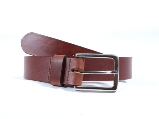 La Guêpe - Ceinture cuir marron cannelle, boucle élégante acier poli 4037 Choisir