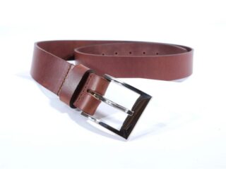 La Guêpe - Ceinture cuir marron cannelle, boucle élégante acier poli 4041 Choisir