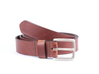 La Guêpe - Ceinture cuir marron cannelle boucle finition acier vieilli rectangulaire 4054 Choisir