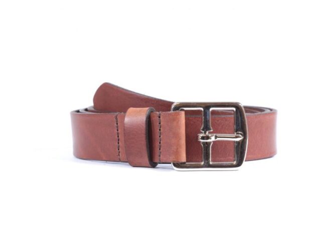 La Guêpe - Ceinture cuir marron cannelle boucle laiton massif chromé  4057 Choisir