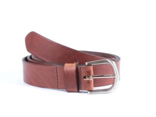 La Guêpe - Ceinture cuir marron cannelle boucle légèrement arrondie 4052 Choisir