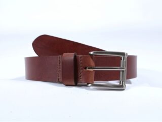 La Guêpe - Ceinture cuir marron cannelle, boucle massive satinée poli 4040 Choisir