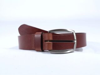 La Guêpe - Ceinture cuir marron cannelle, boucle ogive deux tons 4043 Choisir