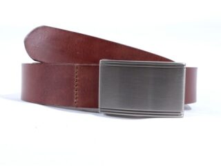 La Guêpe - Ceinture cuir marron cannelle, boucle plaque finition satinée 4033 Choisir