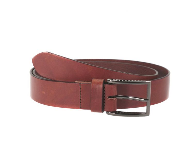 ceinture cuir marron cannelle boucle style moderne acier anthracite 4050 La Guêpe - Ceintures - Ceinture cuir marron cannelle