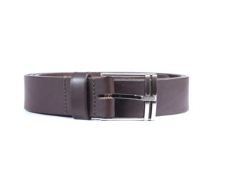 La Guêpe - Ceinture cuir marron foncé, boucle acier gris, très actuelle 4042 Choisir