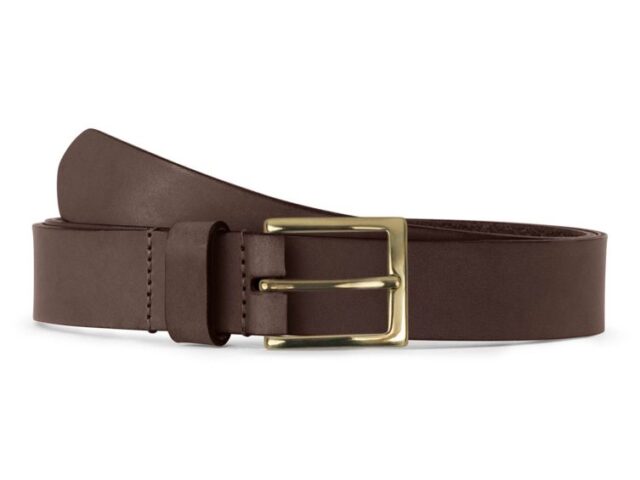La Guêpe - Ceinture cuir marron foncé, boucle carrée, classique, en laiton – 30mm – 4125 Choisir